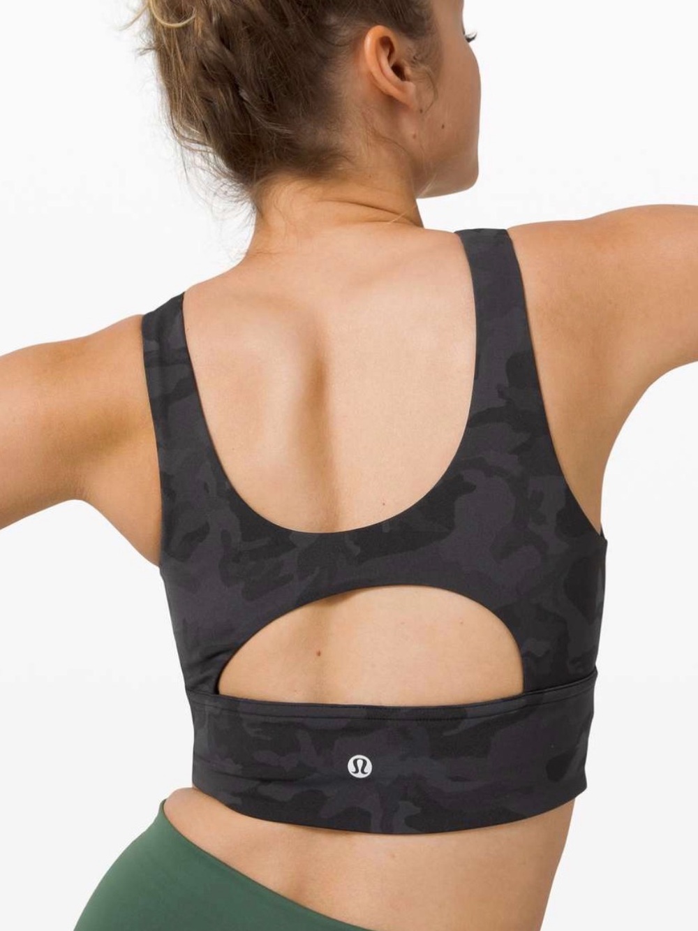 lululemon Stronger As One Long Line Bra Med Support C/D cup Size 6 Camo